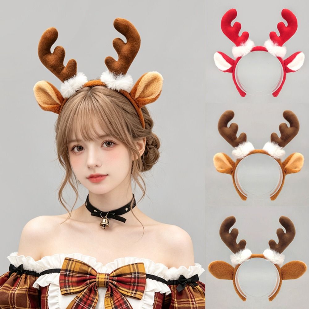 Reindeer Antlers Headband - かわいいクリスマス柄のトナカイの角のヘッドドレス。角の耳のデザインが特徴的な、クリスマスらしいヘアアクセサリー。面白いトナカイの耳のヘアバンド。