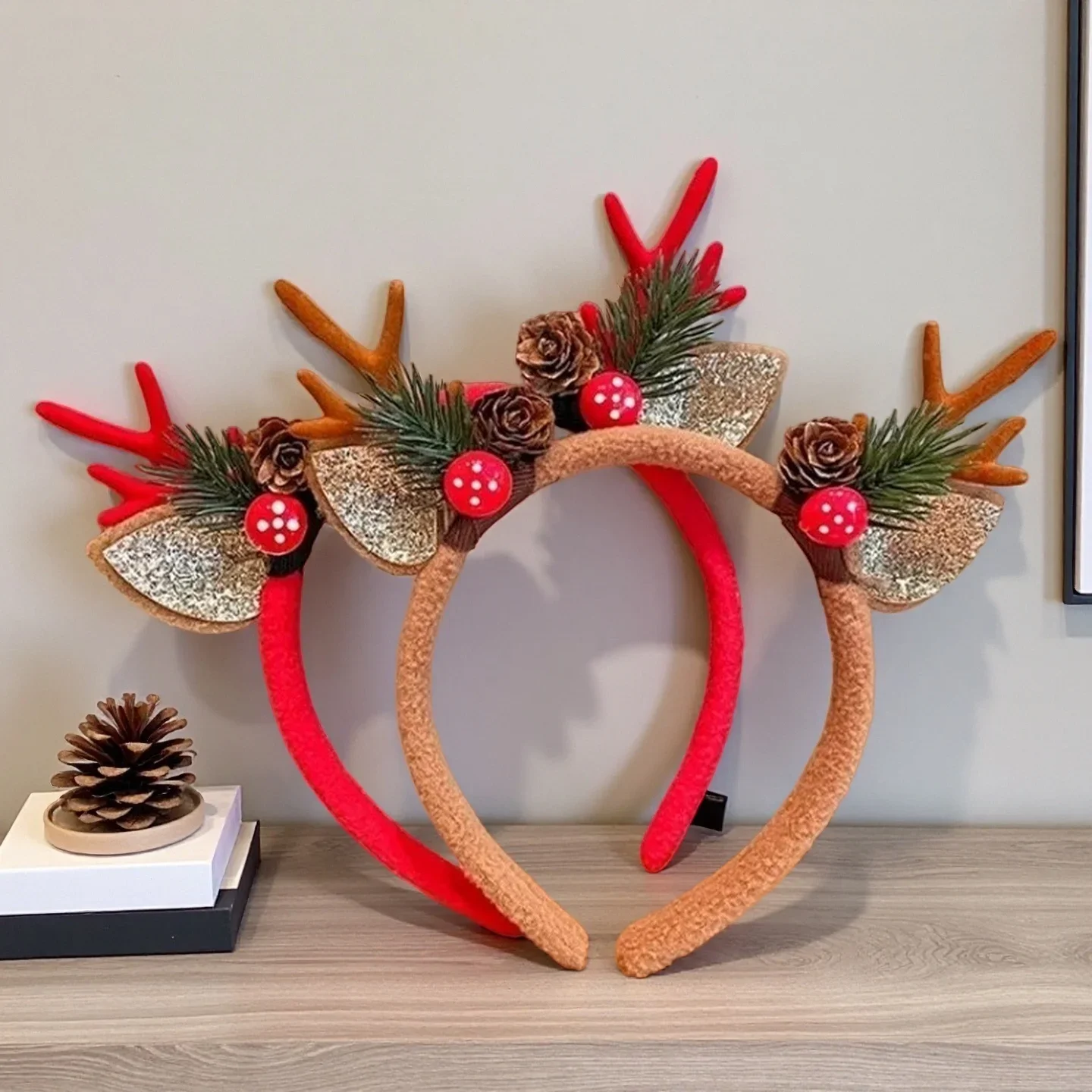 Reindeer Antlers Headband - 1個入り クリスマスヘッドバンド クリスマスパーティーの記念品 デコレーション用品 クリスマスギフト フォトブース