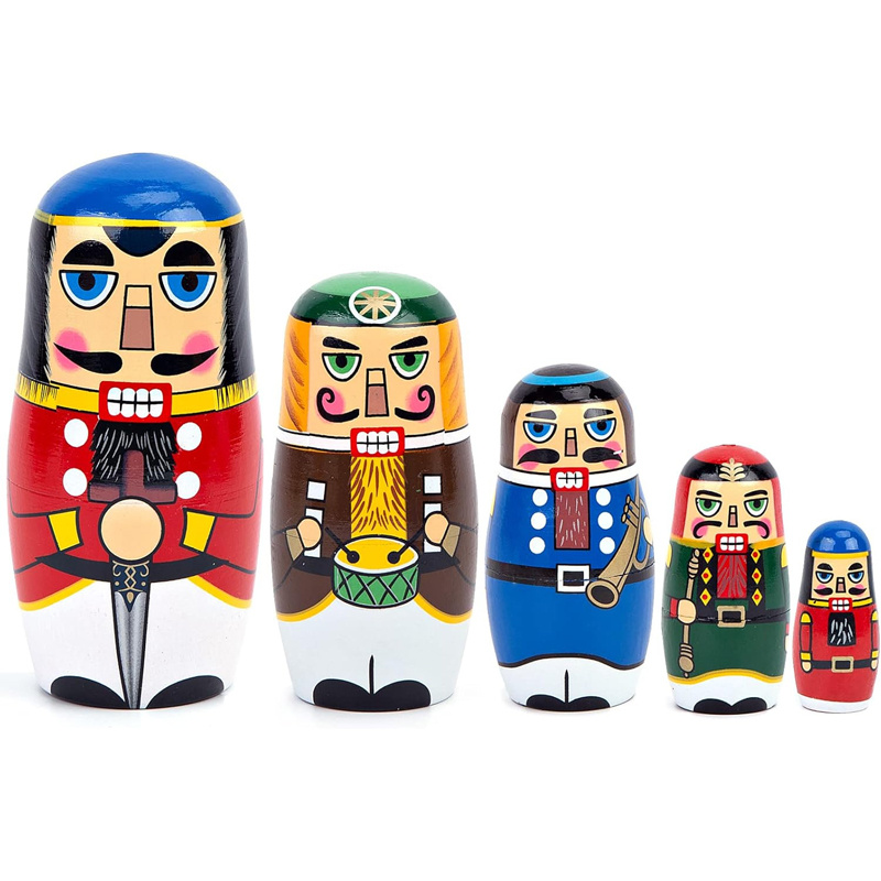 5個入り ロシアのくるみ割り人形 マトリョーシカ - 手作り - Nutcracker Figurine のレビューと価格
