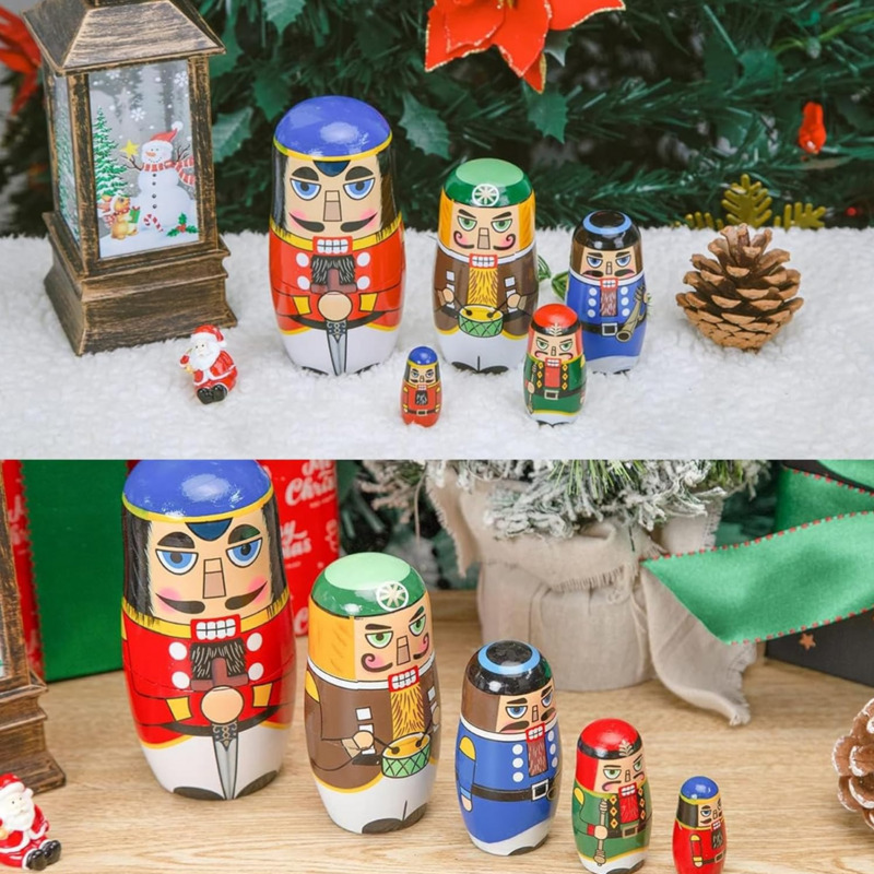 5個入り ロシアのくるみ割り人形 マトリョーシカ - 手作り - Nutcracker Figurine のレビューと価格