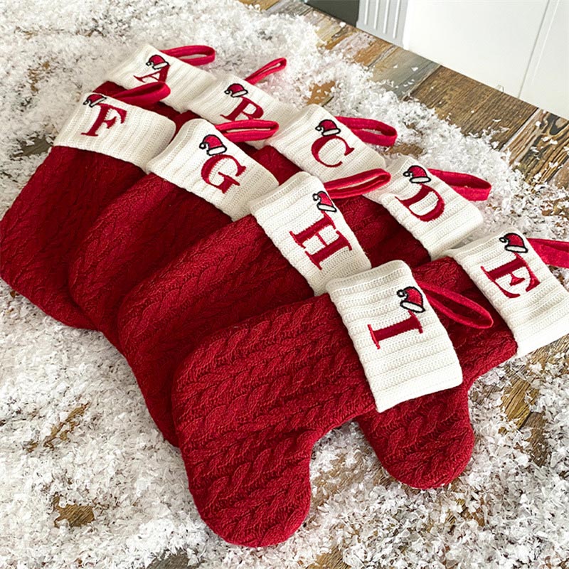 クリスマスソックス編み物雪の結晶文字ストッキングクリスマスデ - Christmas Stocking Hanging のレビューと価格