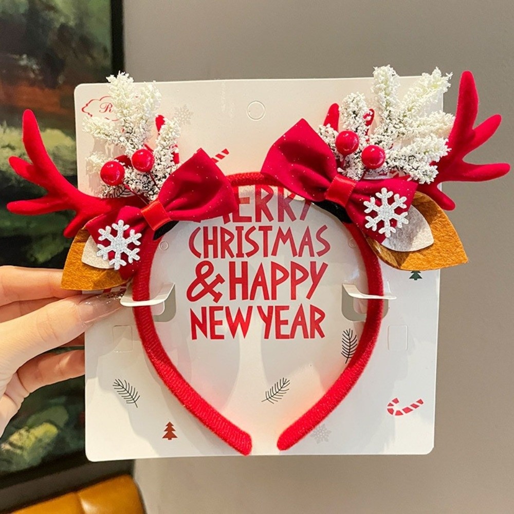 赤いベルベット素材の角飾りヘアバンド、ベルベットのリボン、ベ - Reindeer Antlers Headband のレビューと価格