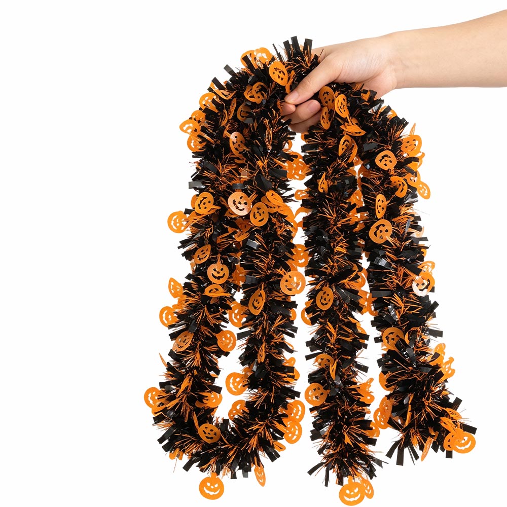 ハロウィン箔フリンジカーテン、ティンセルガーランド、カボチャ - Tinsel Garland Decoration のレビューと価格