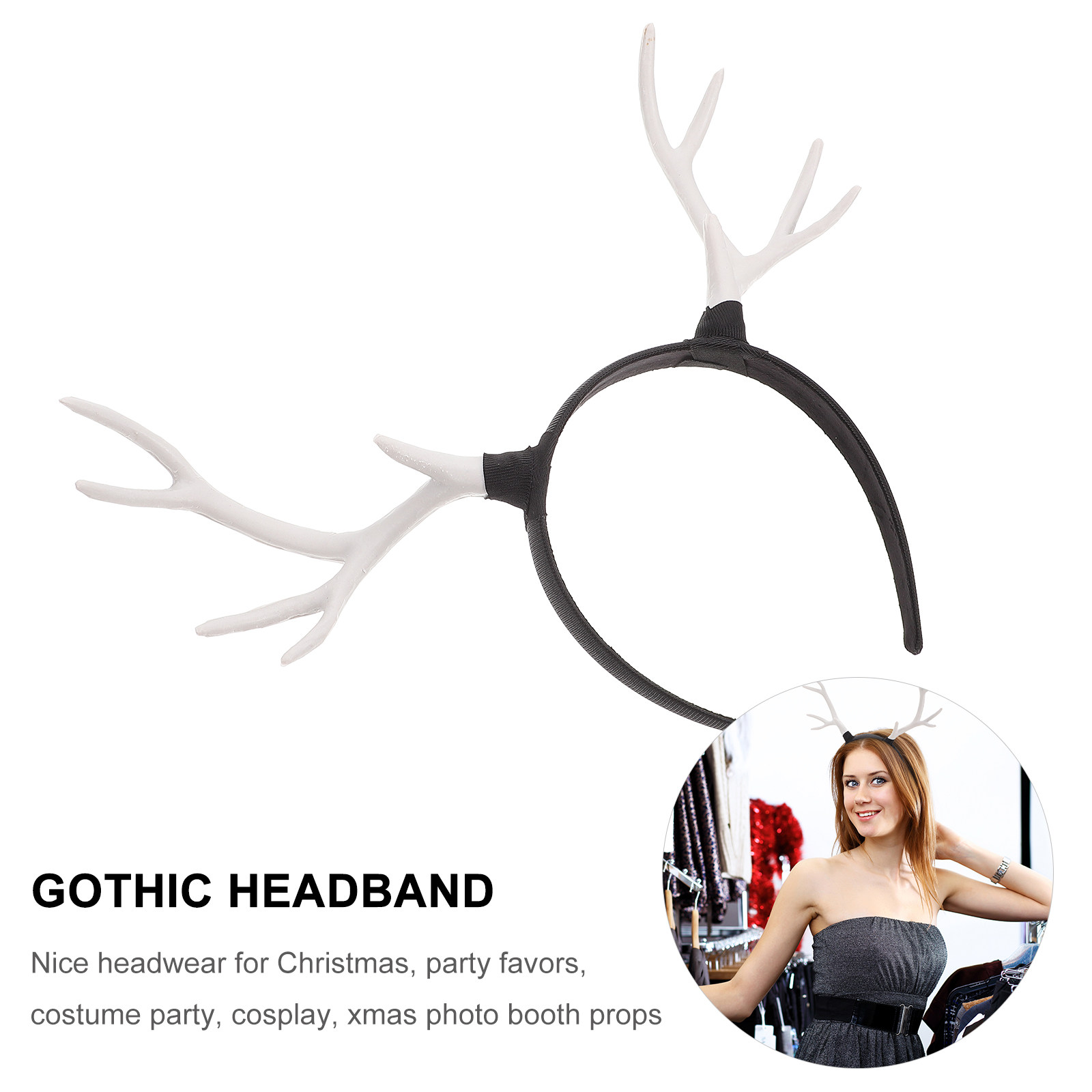 1個入り。愛らしいトナカイの角がデザインされたクリスマスヘア - Reindeer Antlers Headband のレビューと価格