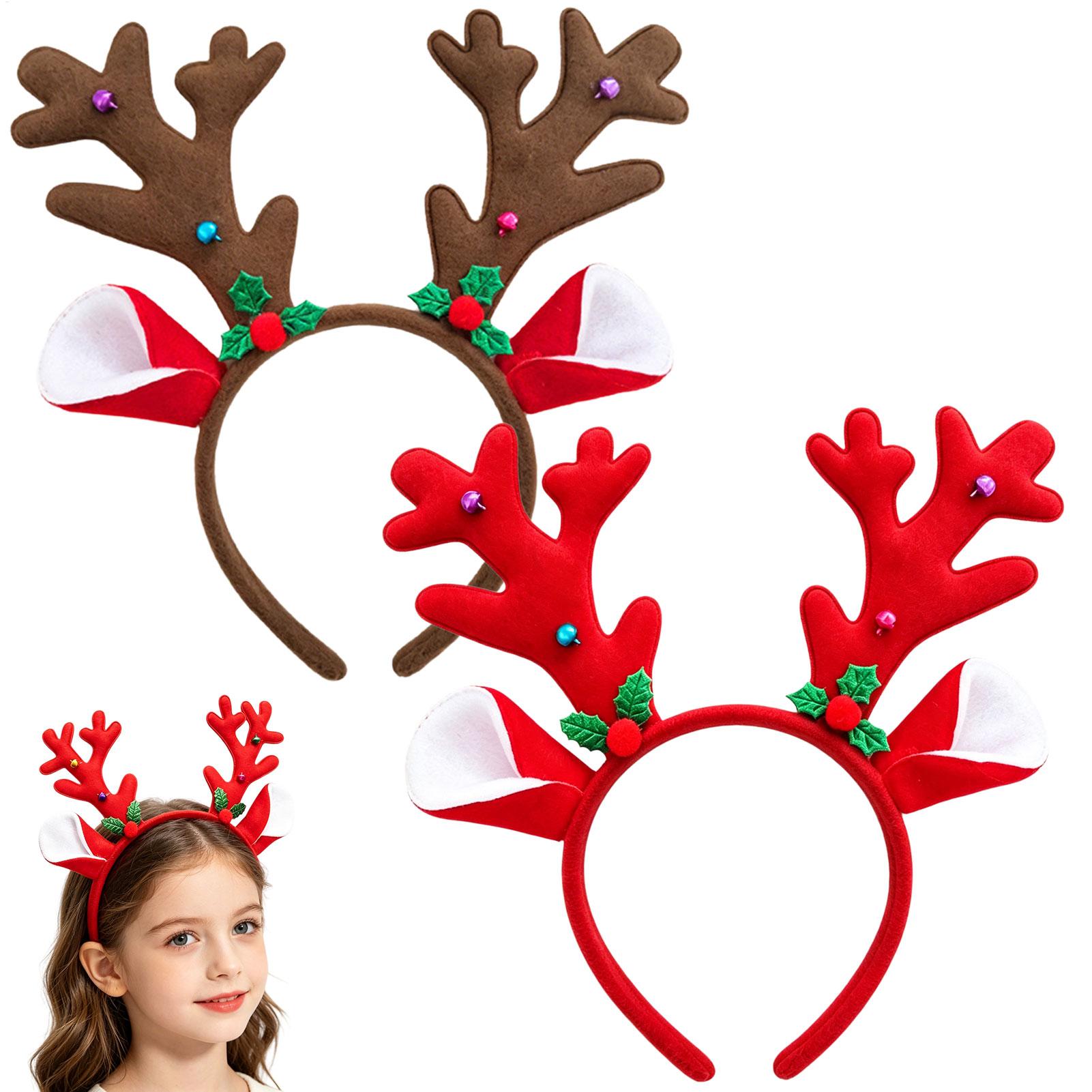 クリスマスデコレーション、角のついたヘッドバンド、パーティー - Reindeer Antlers Headband のレビューと価格