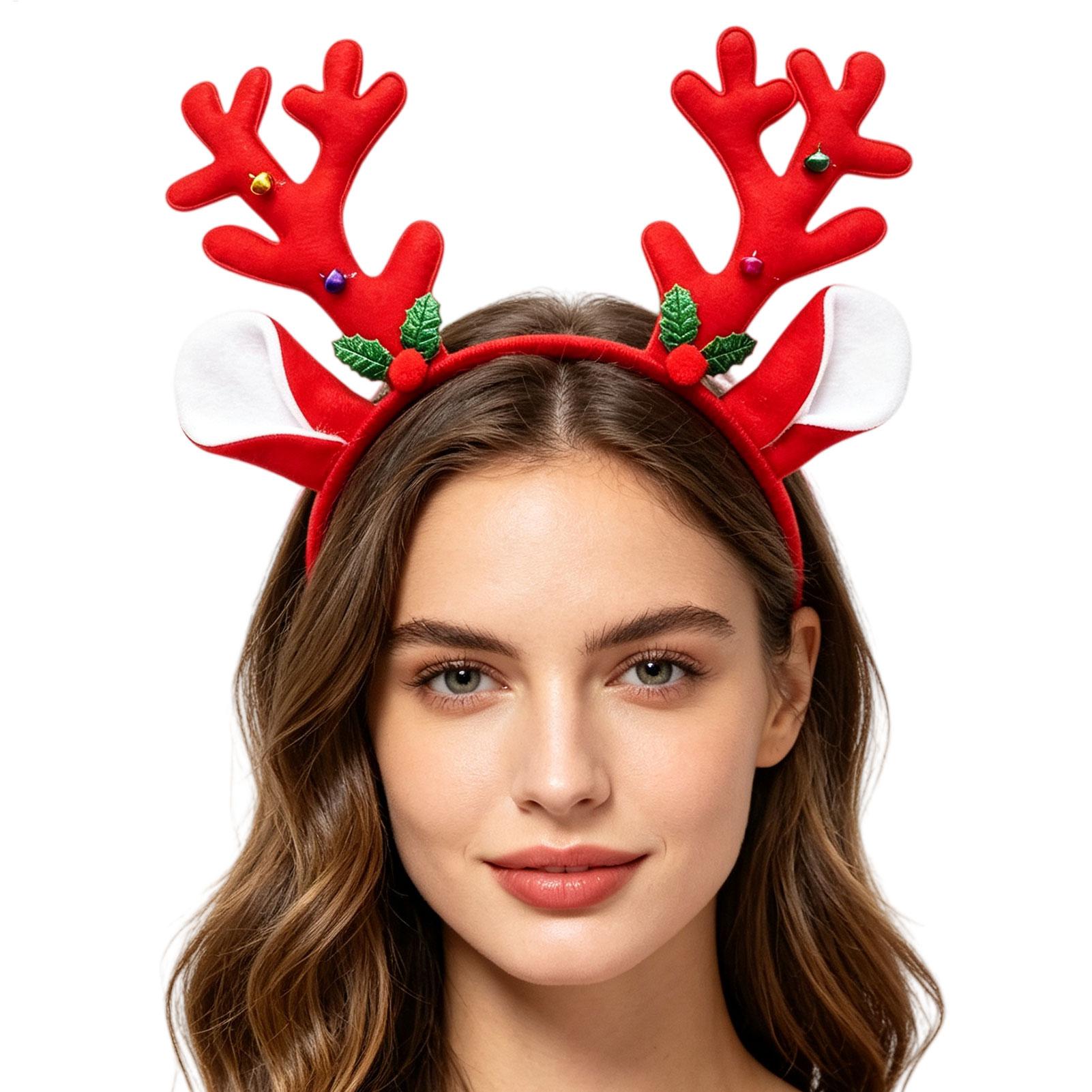 クリスマス柄のトナカイの角のヘッドバンド。リアルな3D素材を - Reindeer Antlers Headband のレビューと価格