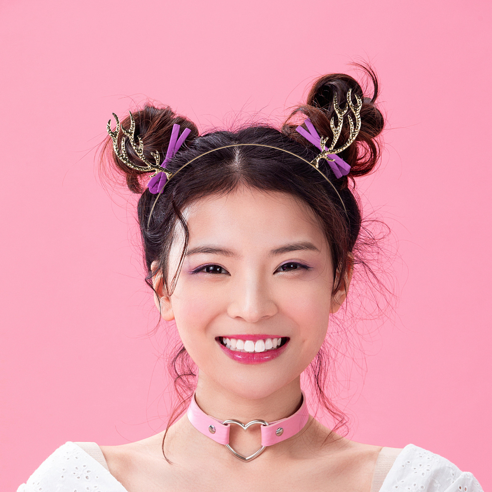 金属製ラインストーンのヘアフープ、角のついたヘッドバンド、ク - Reindeer Antlers Headband のレビューと価格
