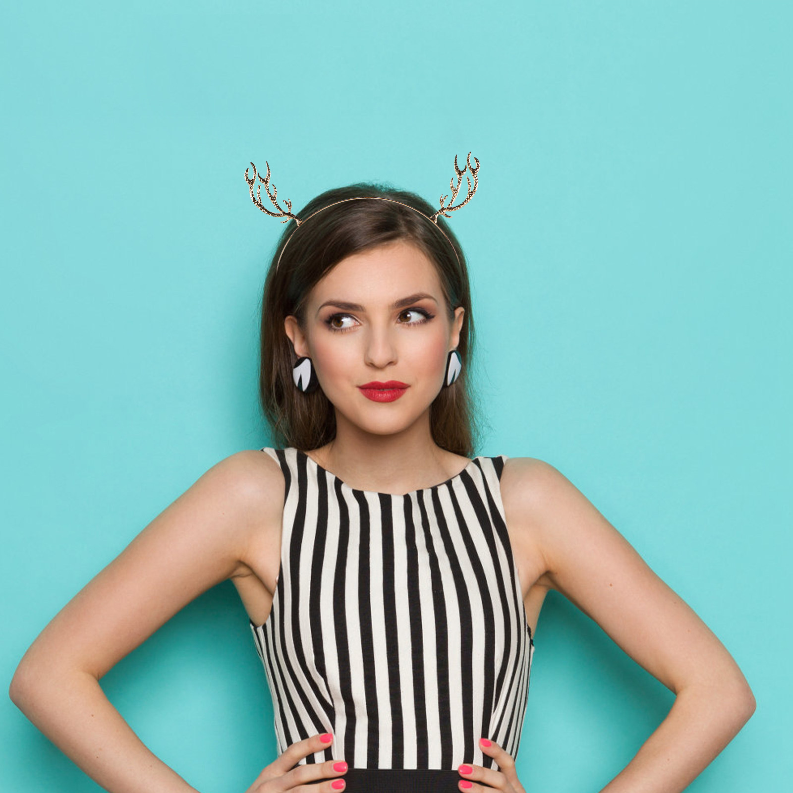 金属製ラインストーンのヘアフープ、角のついたヘッドバンド、ク - Reindeer Antlers Headband のレビューと価格